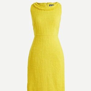 J. Crew Bright Yellow Sleeveless Tweed Midi Dress